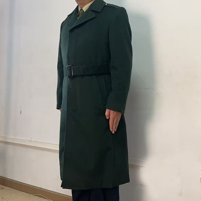 五干毛呢大衣橄榄绿羊绒大衣