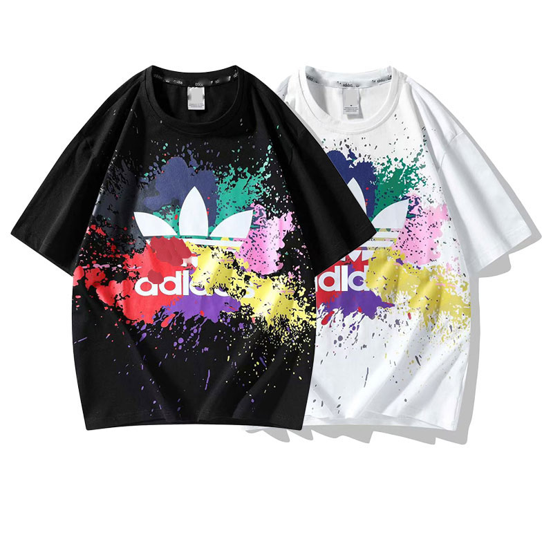 夏季情侣男女新款喷墨短袖T恤纯棉潮T透气舒适