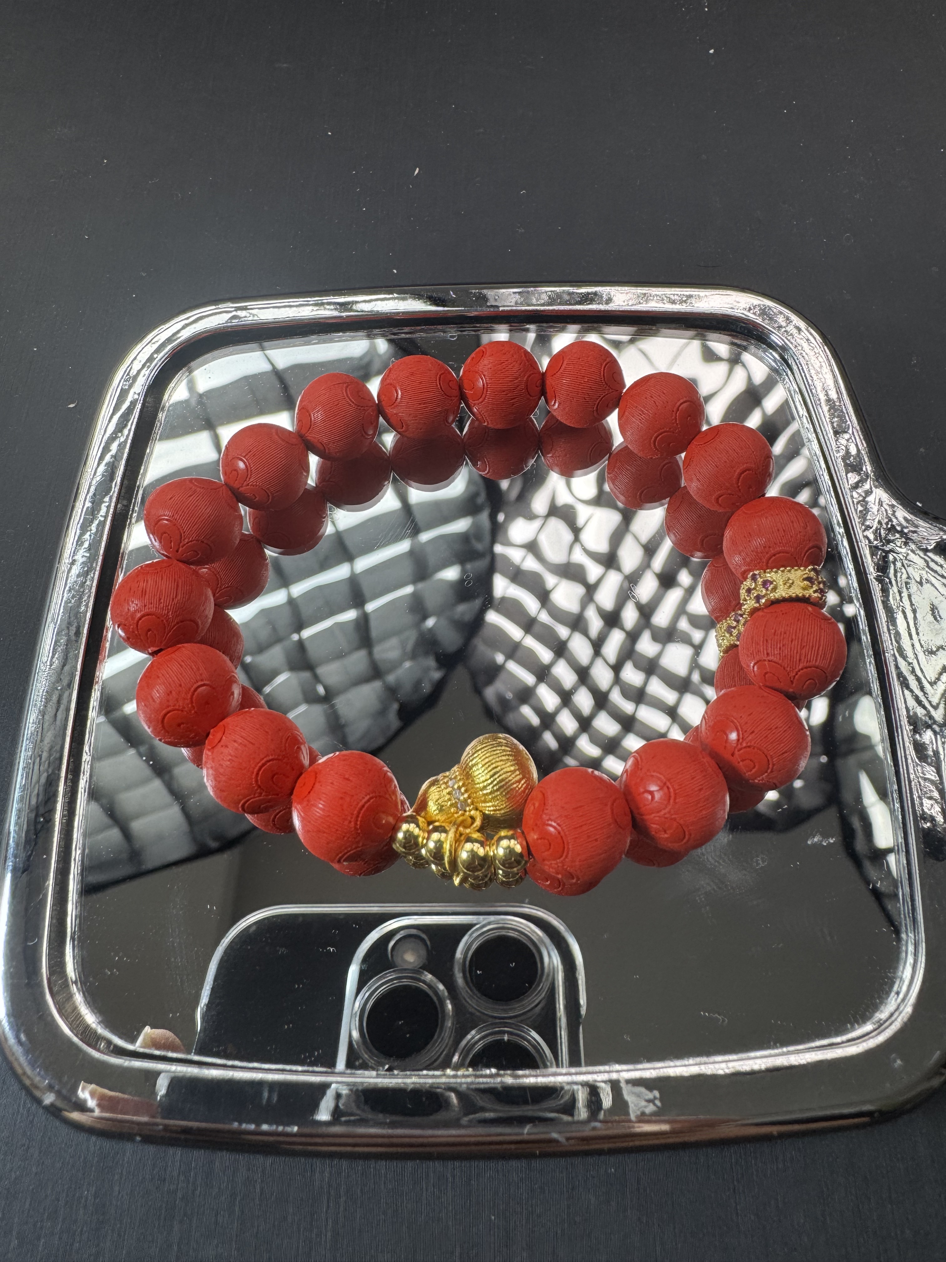 含辰砂工艺品A757 天然朱砂手链10mm+多样性发一