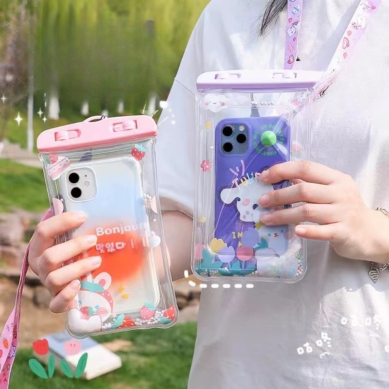 手机防水袋可触屏气囊密封游泳温泉手机套(不挑颜色一组2个)Z0823