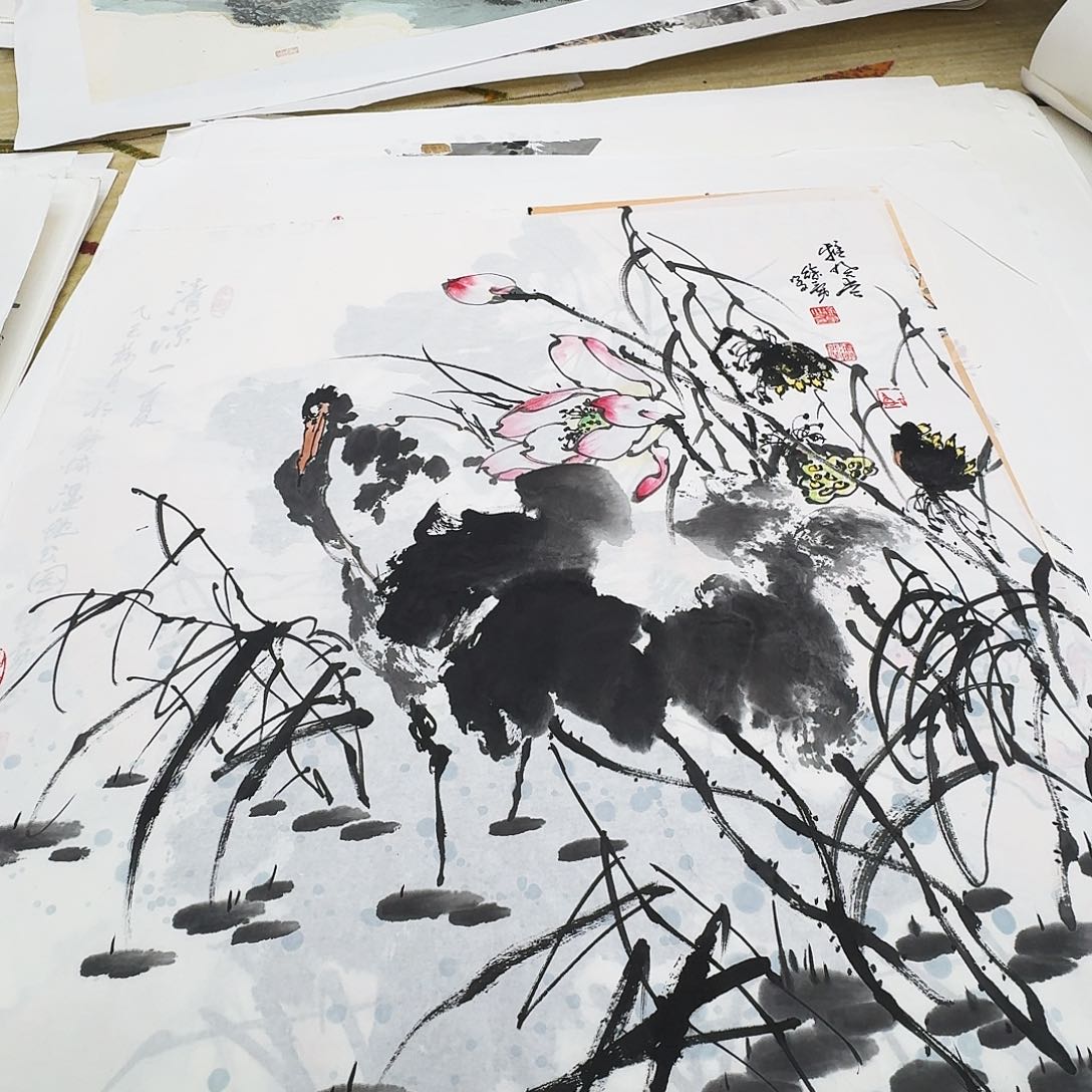 国画四尺斗方手绘作品