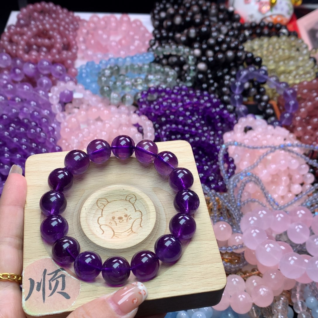 水晶手链未镶嵌咪***米拍2乌拉圭紫水晶卡13.5+