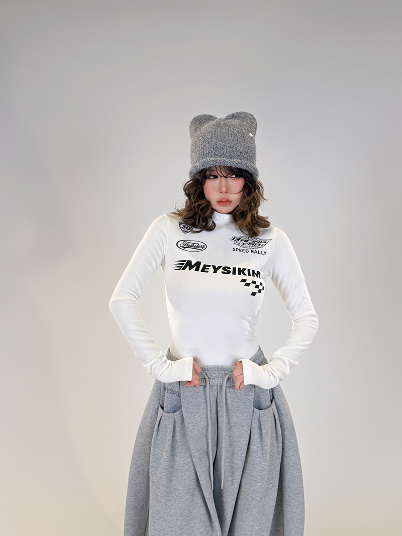 初代美希MEYSIKIM 加厚保暖长袖修身赛车运动风骑行打底ME0262