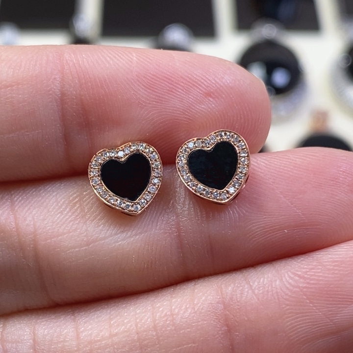 翡翠耳饰18K金镶嵌缅甸天然翡翠墨翠