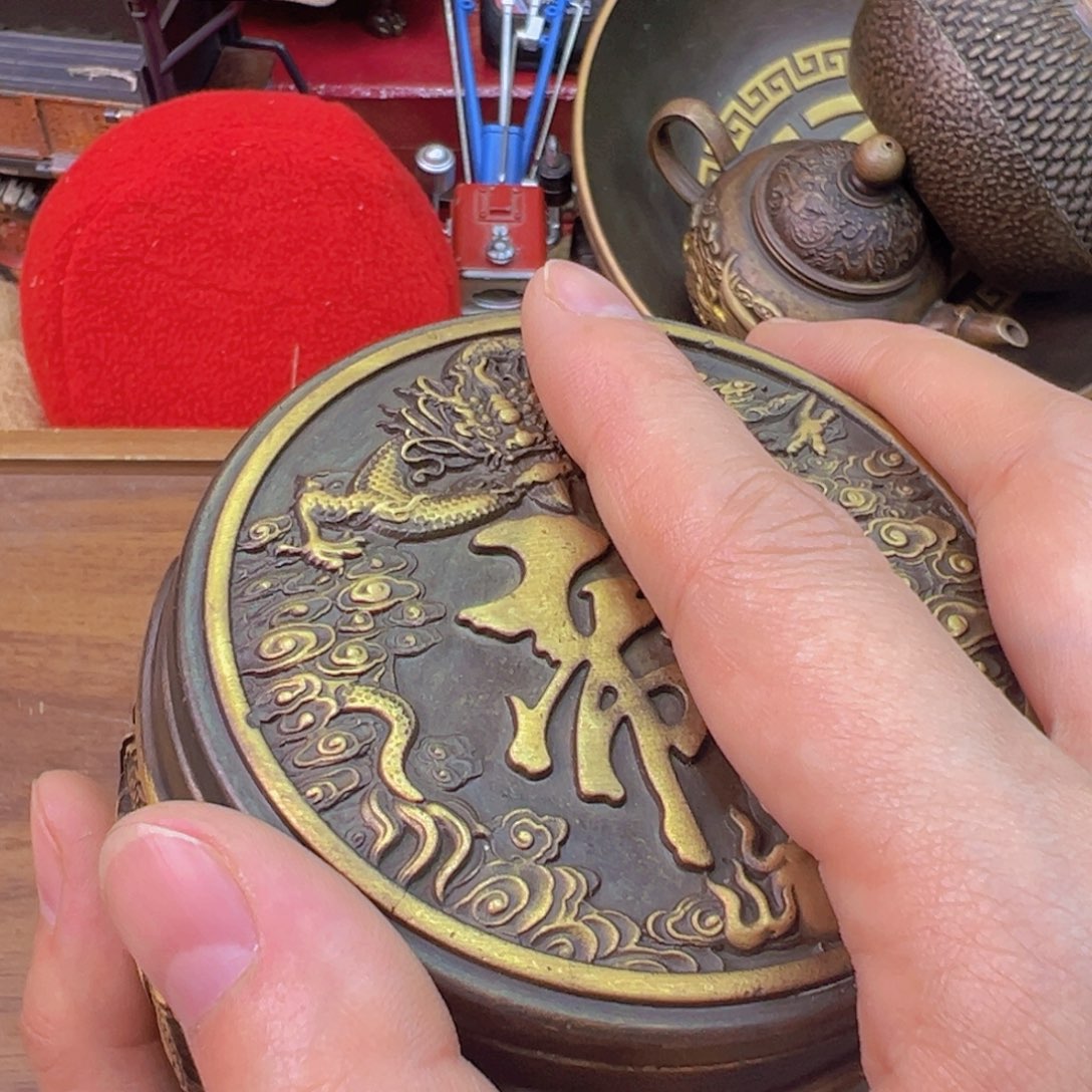 紫金风磨铜五龙茶叶罐