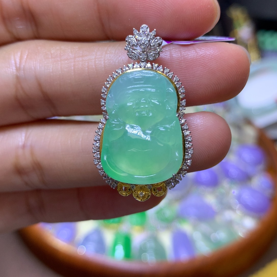 【闪购商品】翡翠颈饰18K金镶嵌翡翠