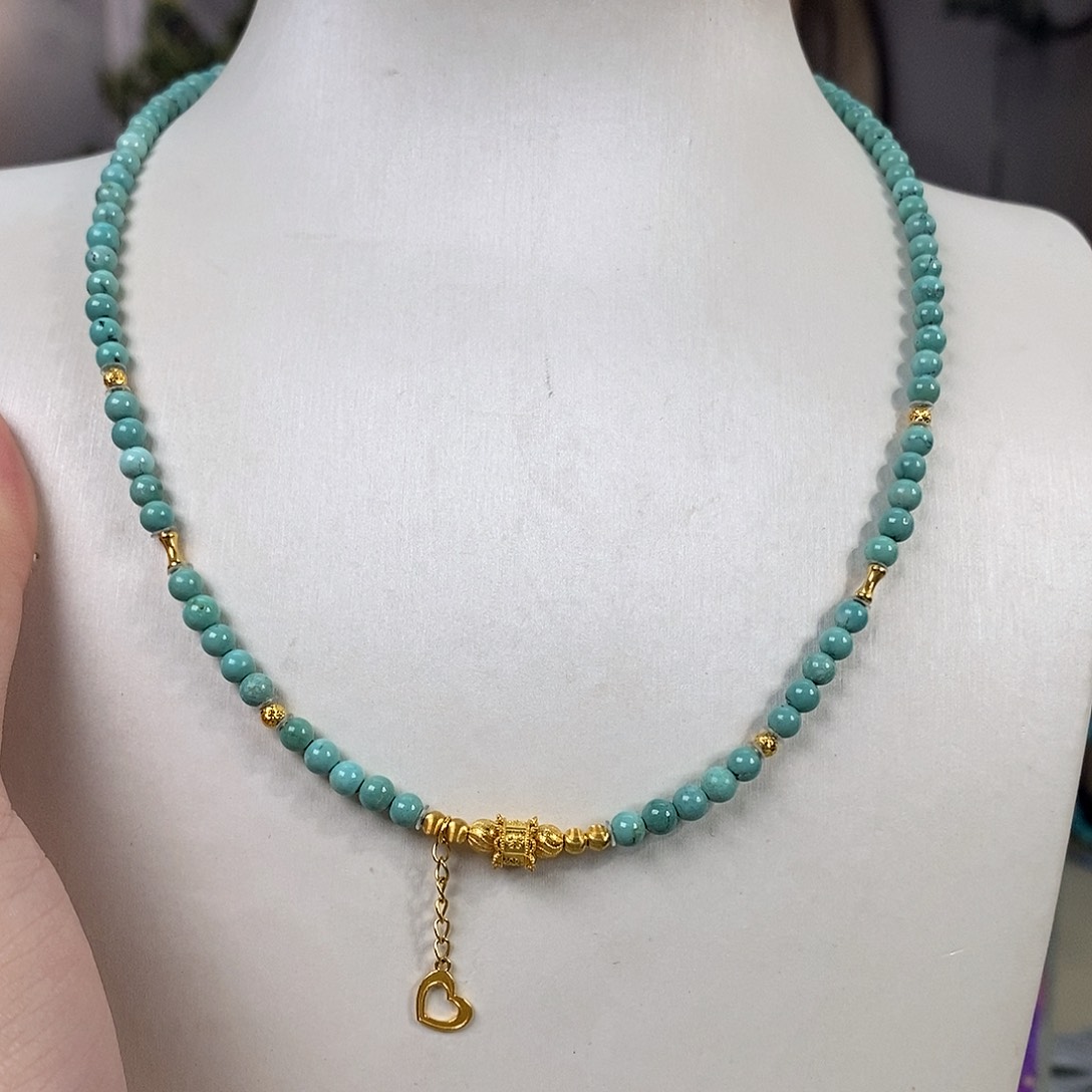 绿松石18K金镶嵌珠宝奇石