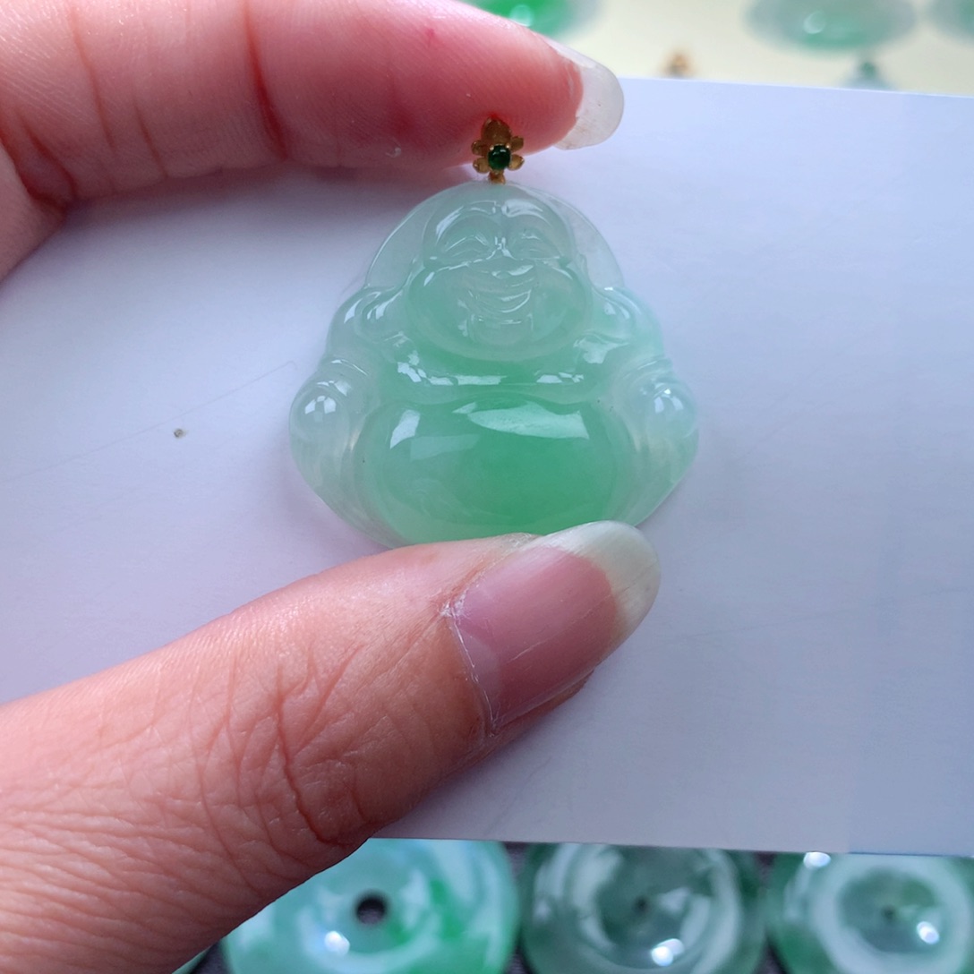 翡翠吊坠(不含链)18K金镶嵌