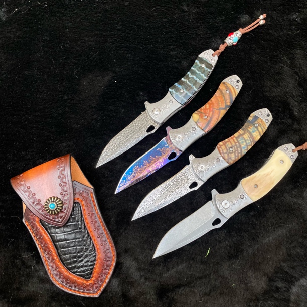 全国可发高硬度瑞典粉末钢猛 犸牙柄快递口袋刀户外装备手把肉刀