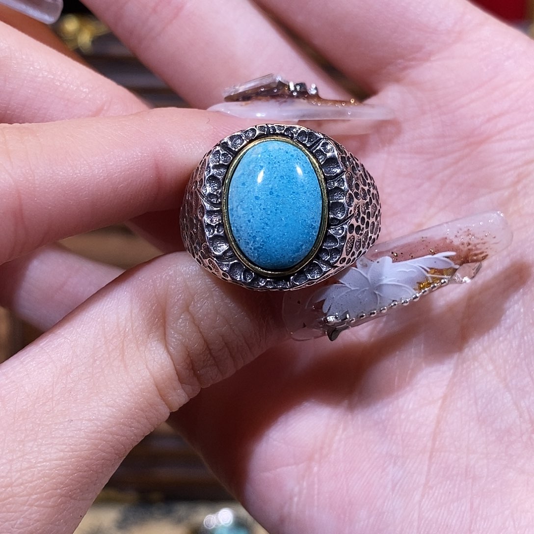 绿松石戒指银S925镶嵌小****、戒指