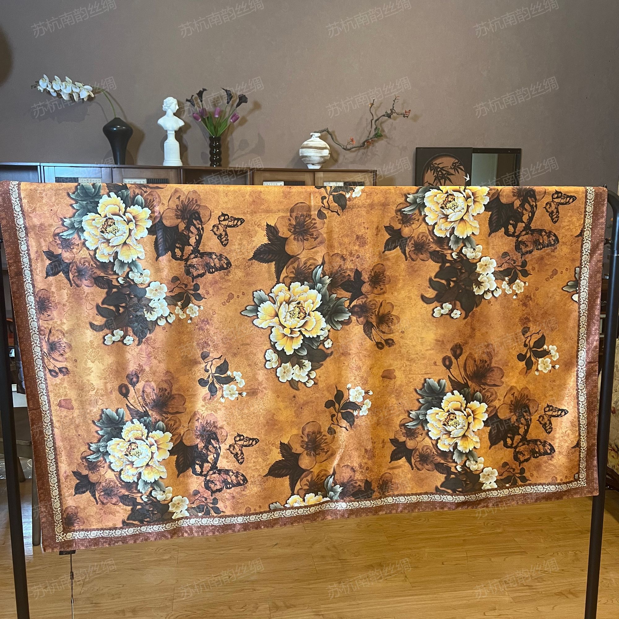 新【A78-196 香色】140*140花罗丝巾围巾披肩香云百搭夏季