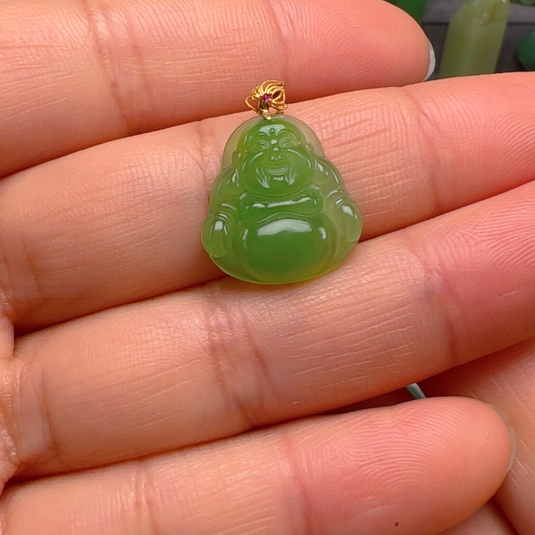 和田玉颈饰18K金镶嵌