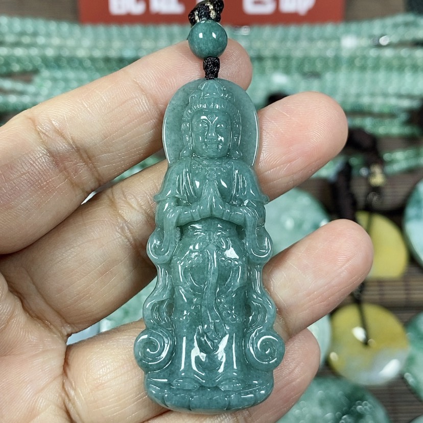 【闪购商品】翡翠颈饰未镶嵌玉吊坠翡翠玉站观音
