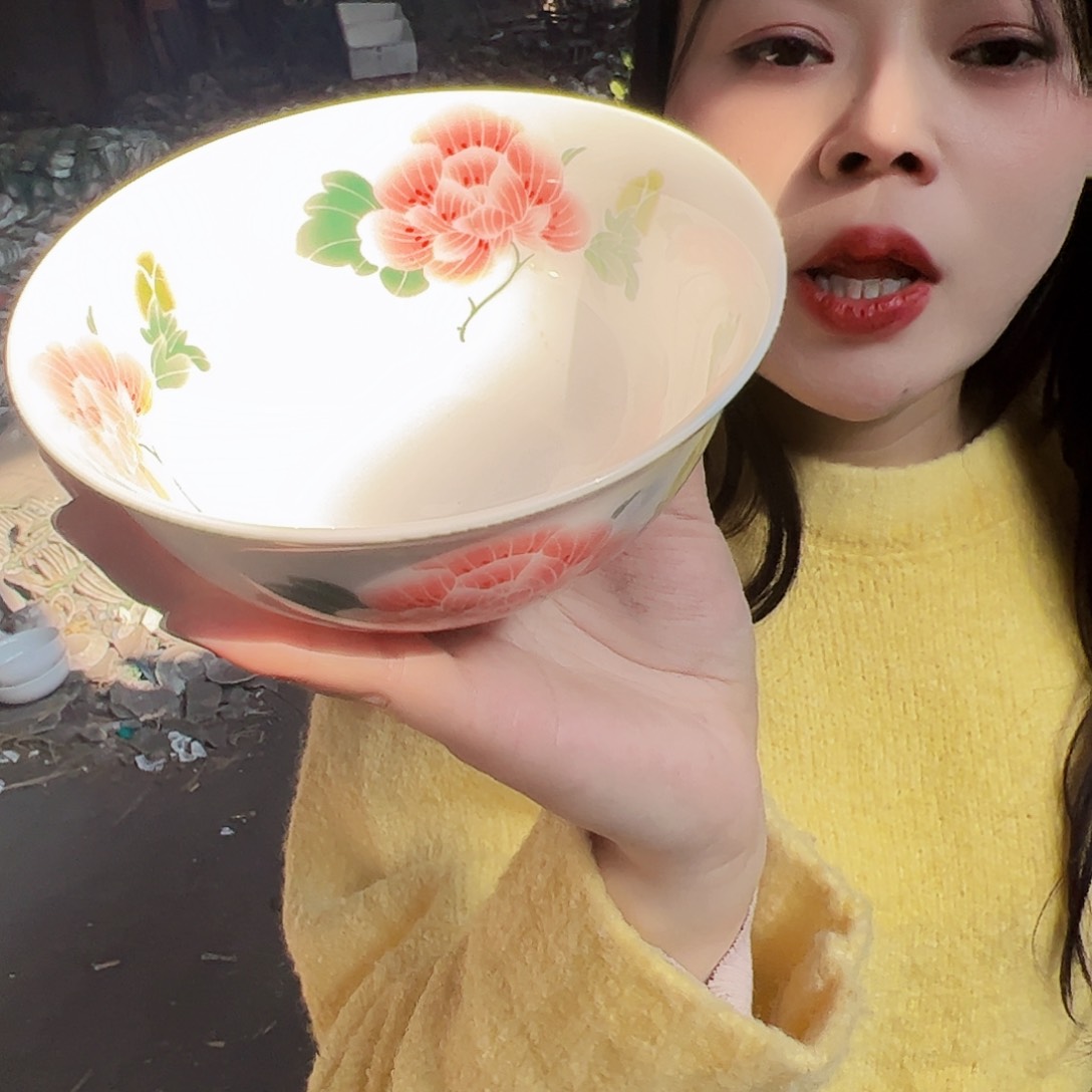 摆件陶景德镇陶瓷芙蓉花5寸碗