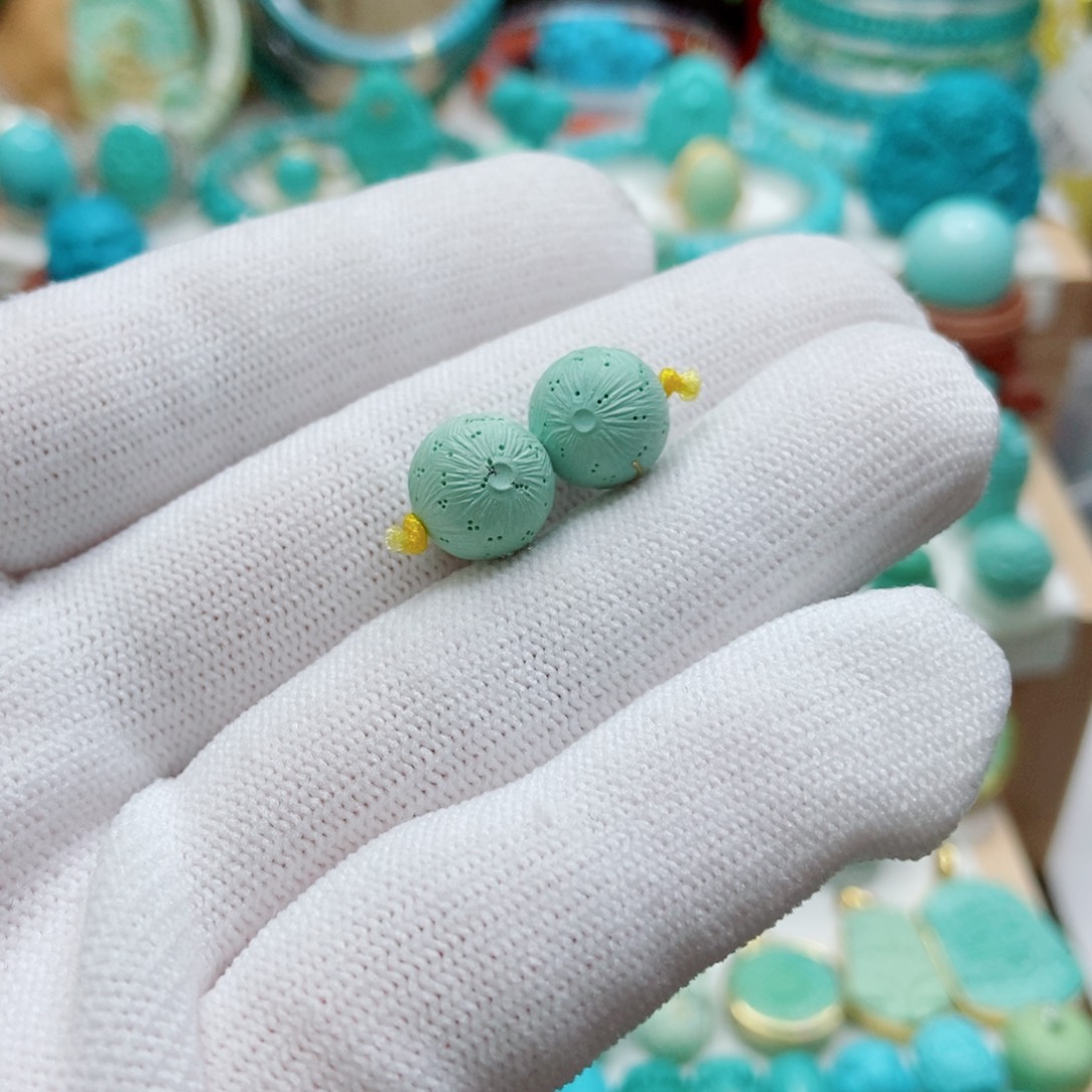 绿松石未镶嵌对珠10mm