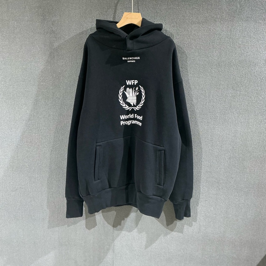 99新 Balenciaga/巴黎世家 （pm）WFP粮食署帽衫卫衣 xs码/6976