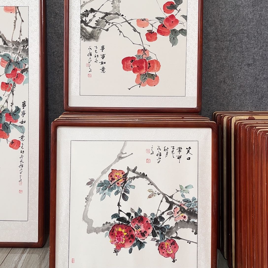 国画书画作品带框63×63
