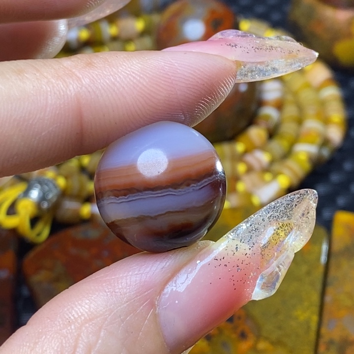 玛瑙/玉髓颈饰足银镀金镶嵌