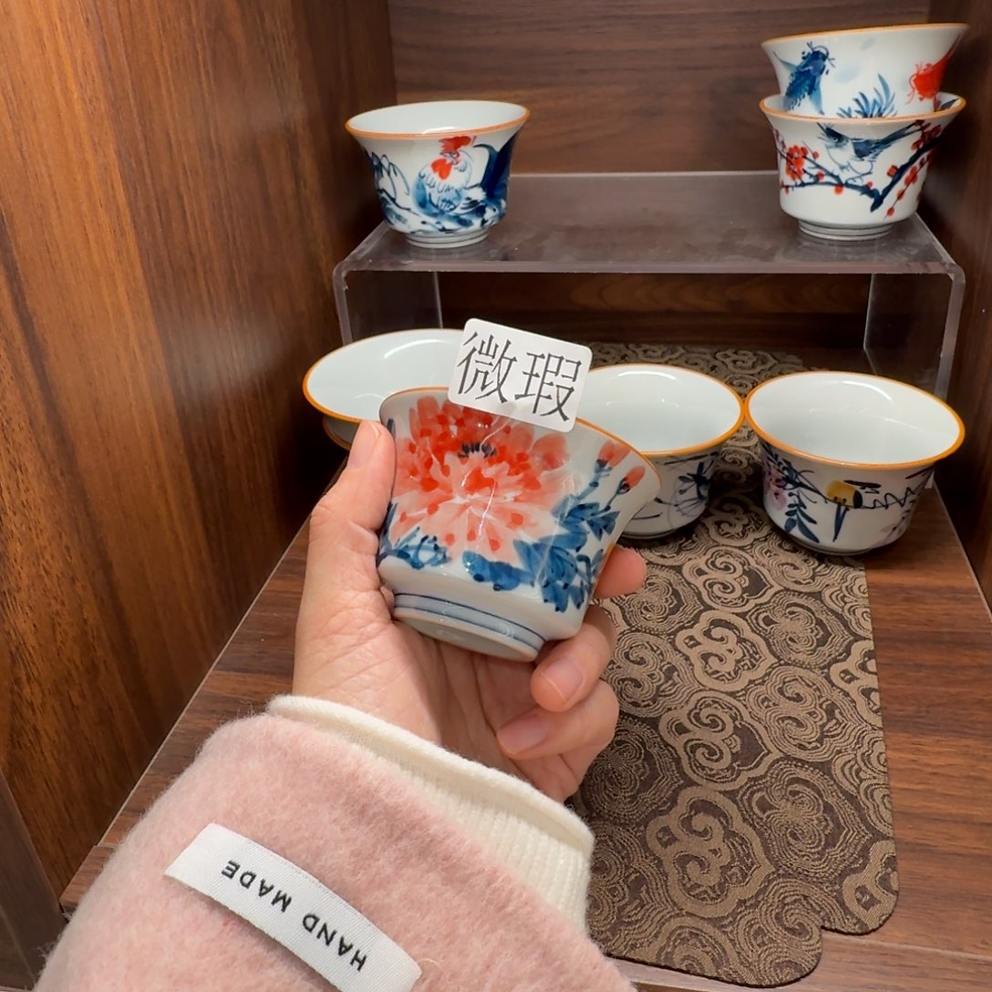 釉下手绘茶具微瑕