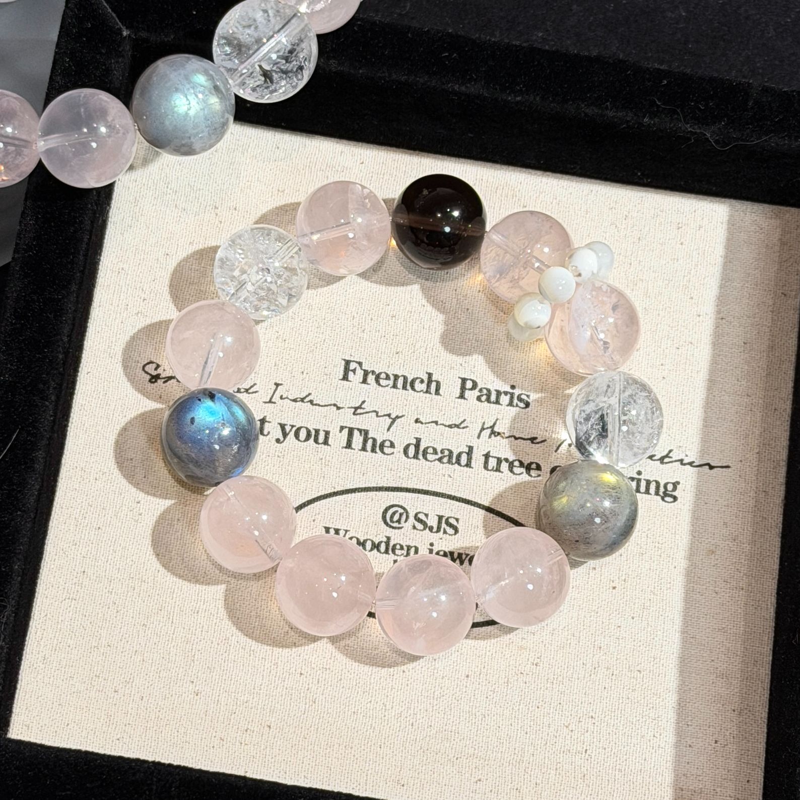 《灰粉》A526天然水晶马粉原创设计款手串多样性发一