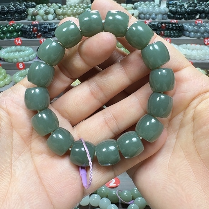 未镶嵌手链和田玉新疆且末蓝直切卡14