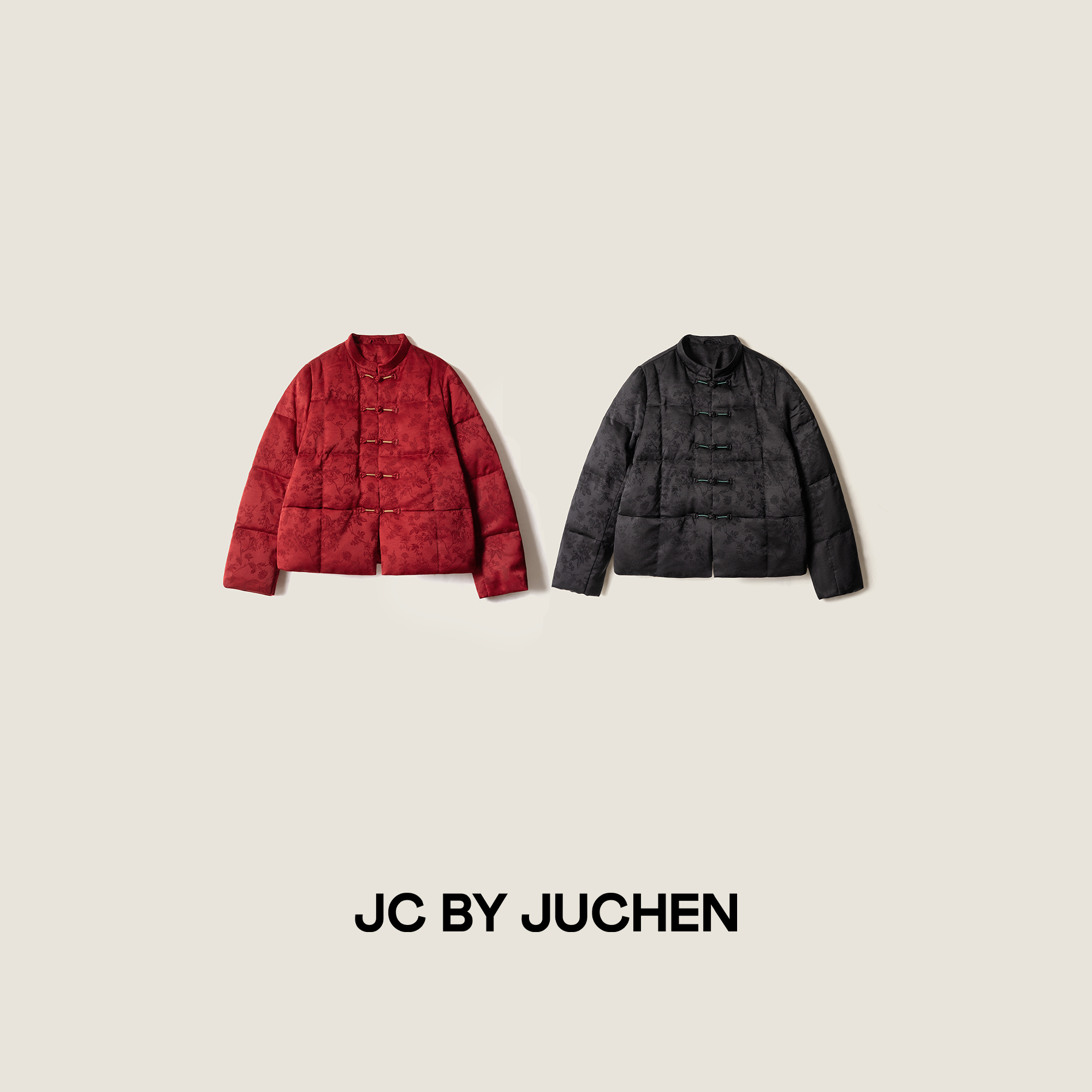 “雪落听松”国风手工盘扣90鹅绒中式提花保暖羽绒外套FW114001-149