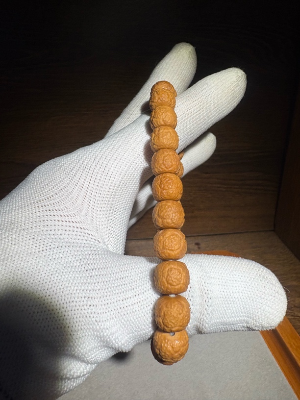 菩提珠串猴头精雕荔枝纹饕餮精工精卡（至尊瑕）