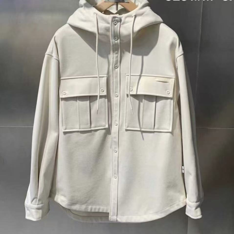 高品质男装【C3231】浅卡其连帽工装长袖外套