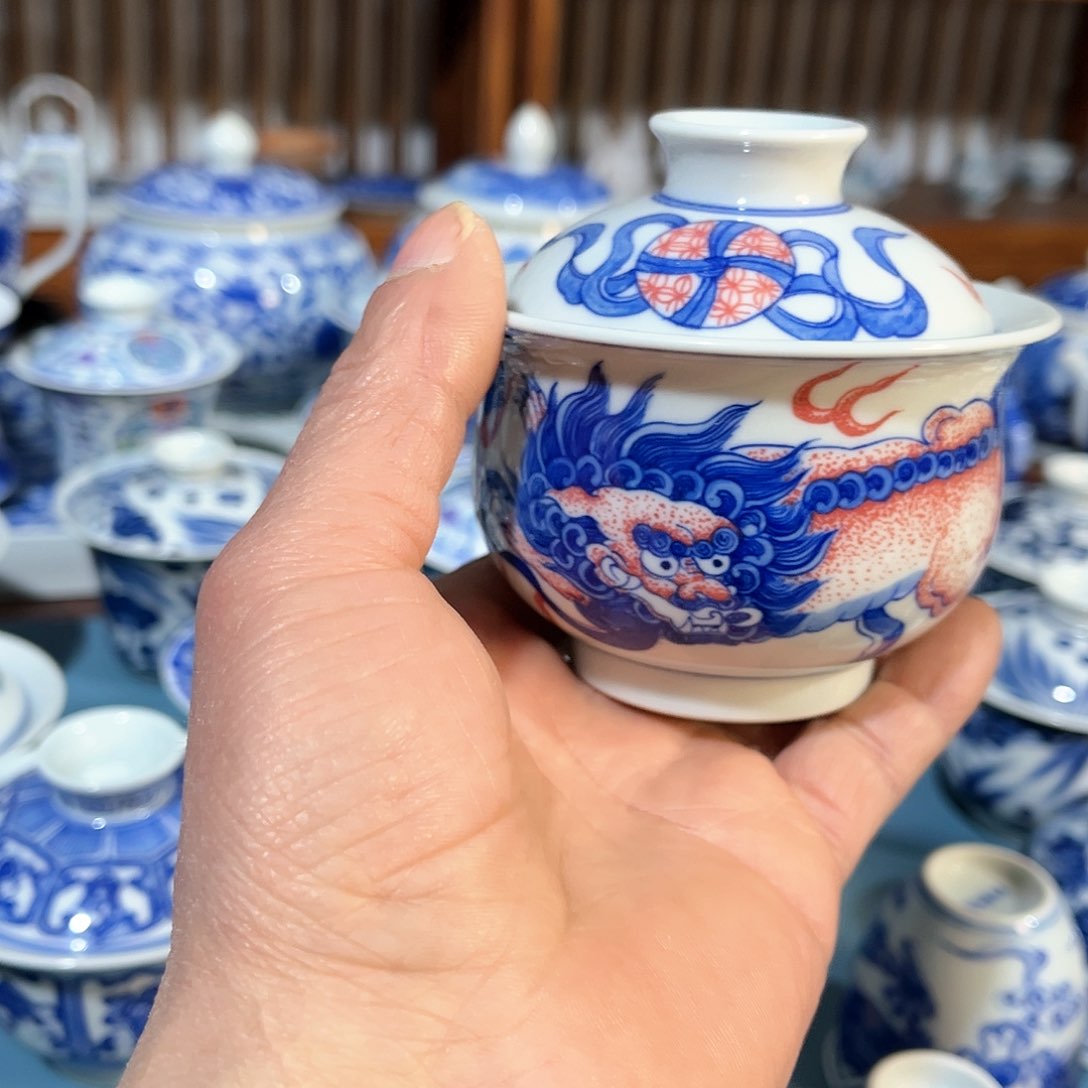 錡镇堂手工手绘盖碗