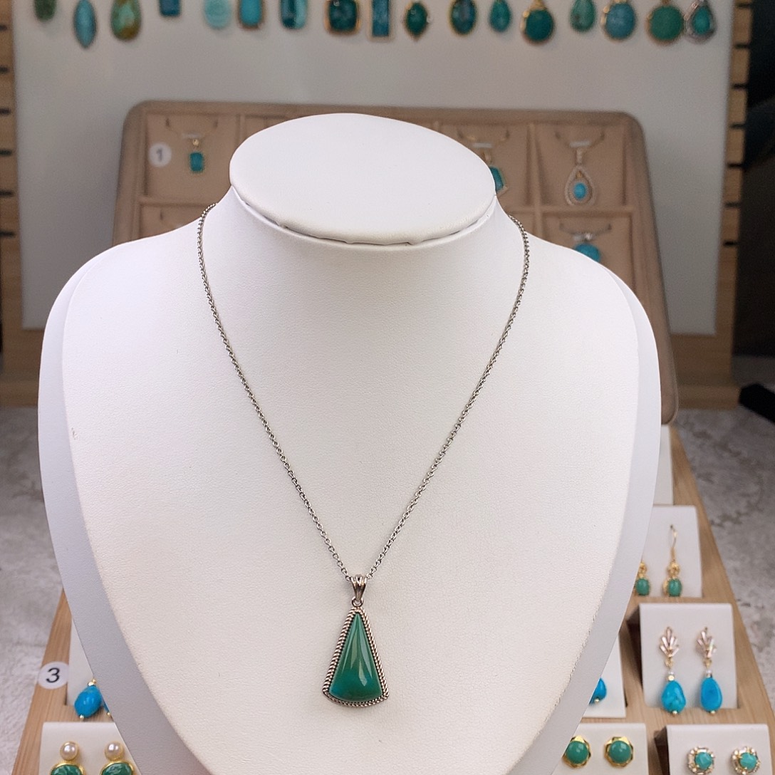 绿松石银S925镶嵌吊坠(不含链)