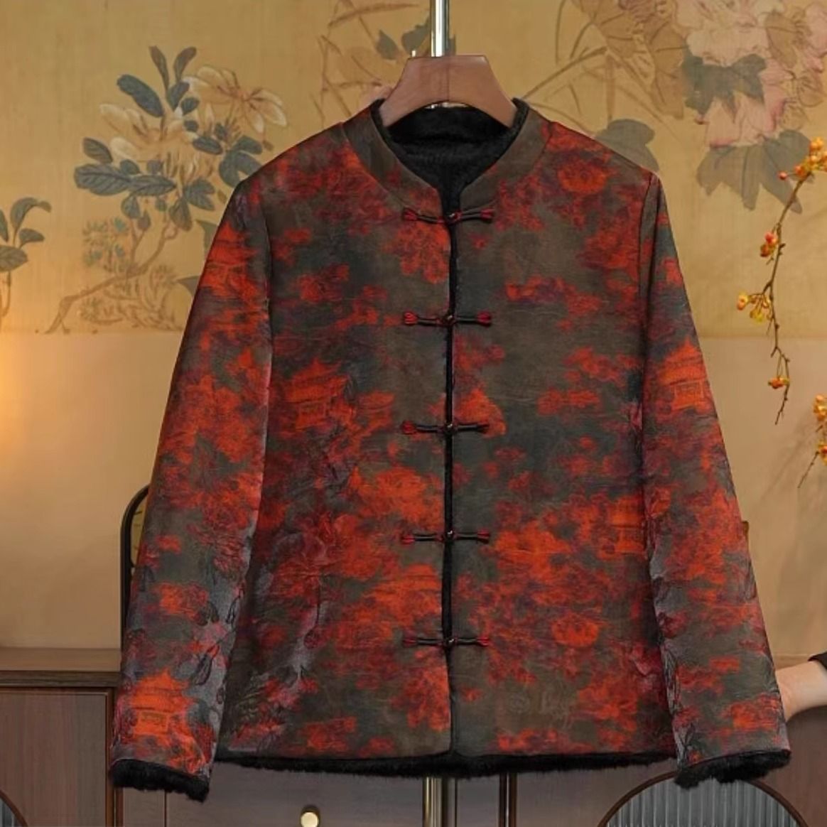 新中式国风双面穿加厚女士保暖外套秋冬时尚短外套