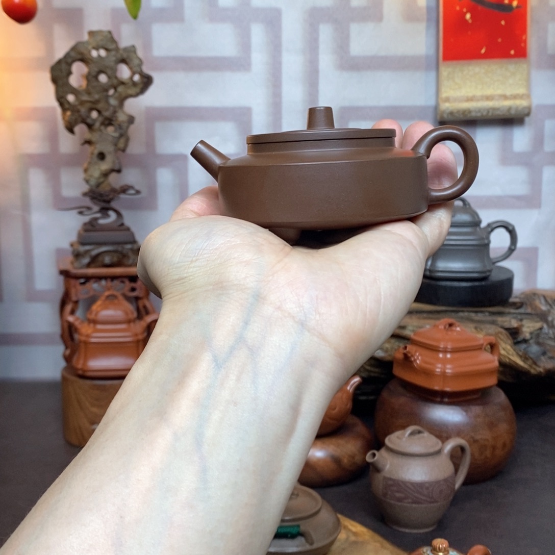 紫砂茶具紫泥三足周盘