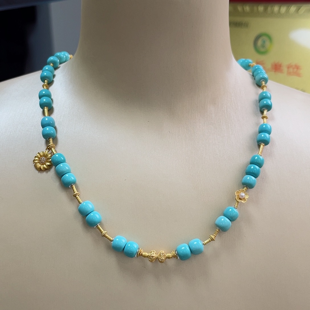 绿松石珠宝奇石18K金镶嵌