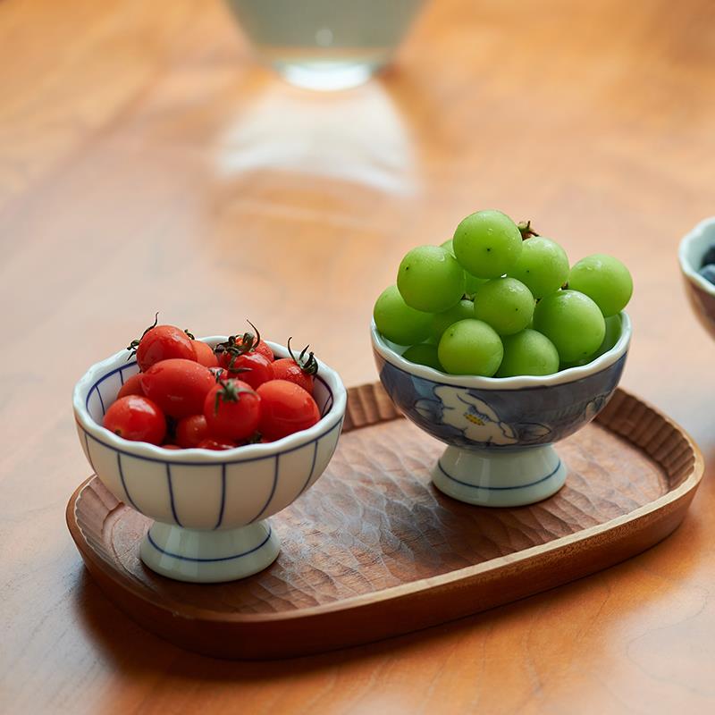 新款中式复古家用创意陶瓷高脚冰淇淋碗甜品碗水果碗高颜值糖水碗