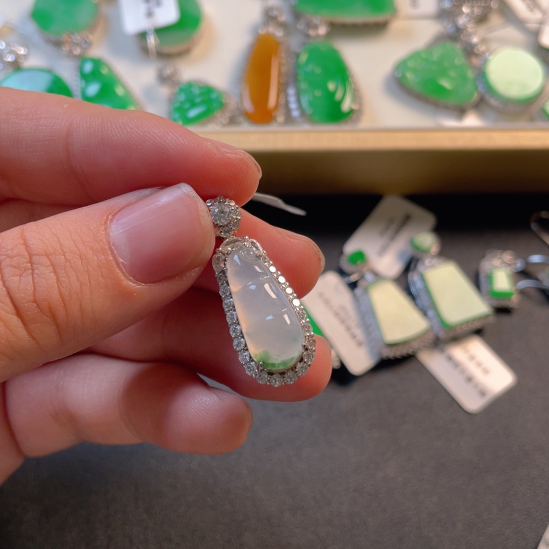 翡翠银S925镶嵌吊坠(不含链)