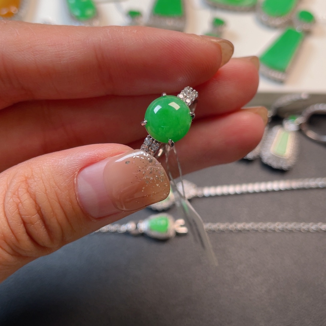 翡翠吊坠(不含链)银S925镶嵌戒指