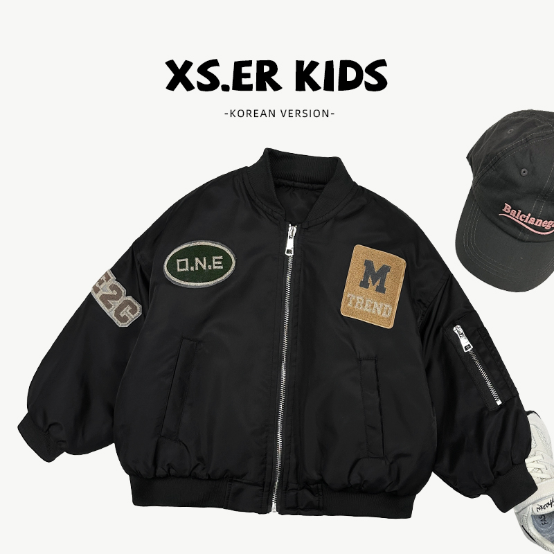 【小首尔】现货-qc8冬装儿童韩版工装风夹克夹棉保暖外套SJ4433