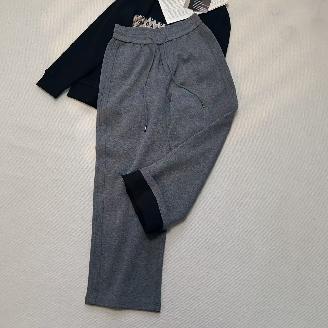 【小黑家】101高端抽绳松紧腰极简高级百搭男士休闲直筒卫裤M1066