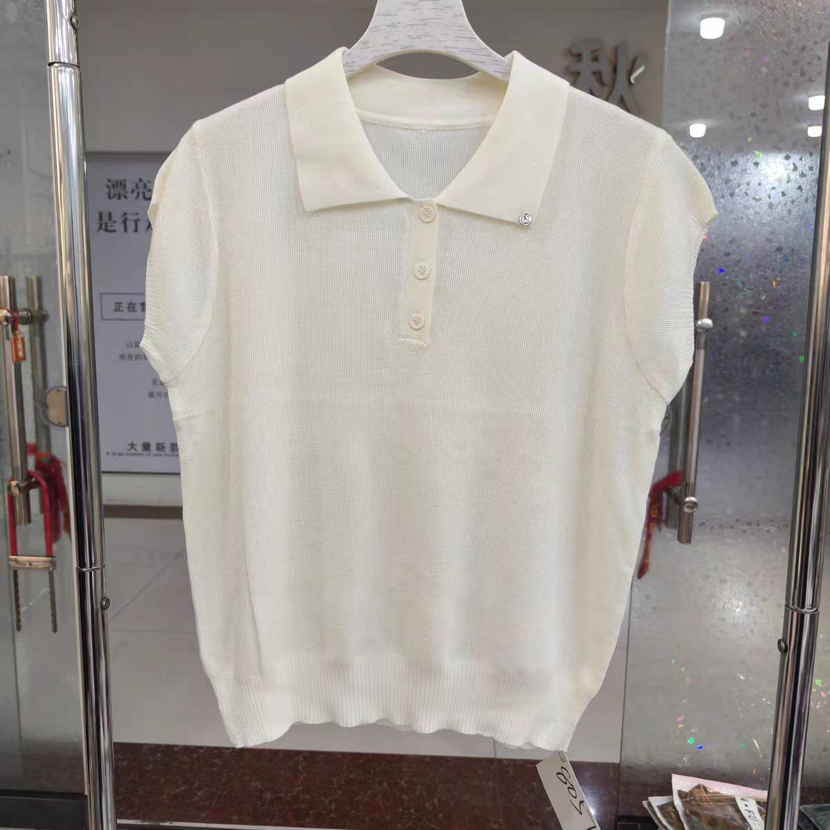 短袖水洗翻领短款POLO领毛针织衫polo女装休闲