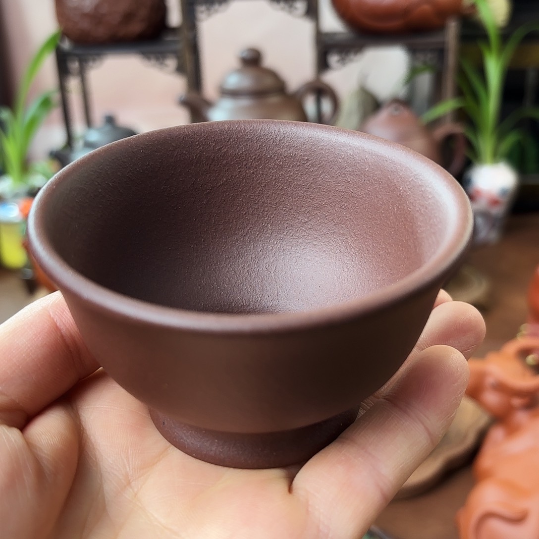 紫砂茶壶主人杯紫泥90cc