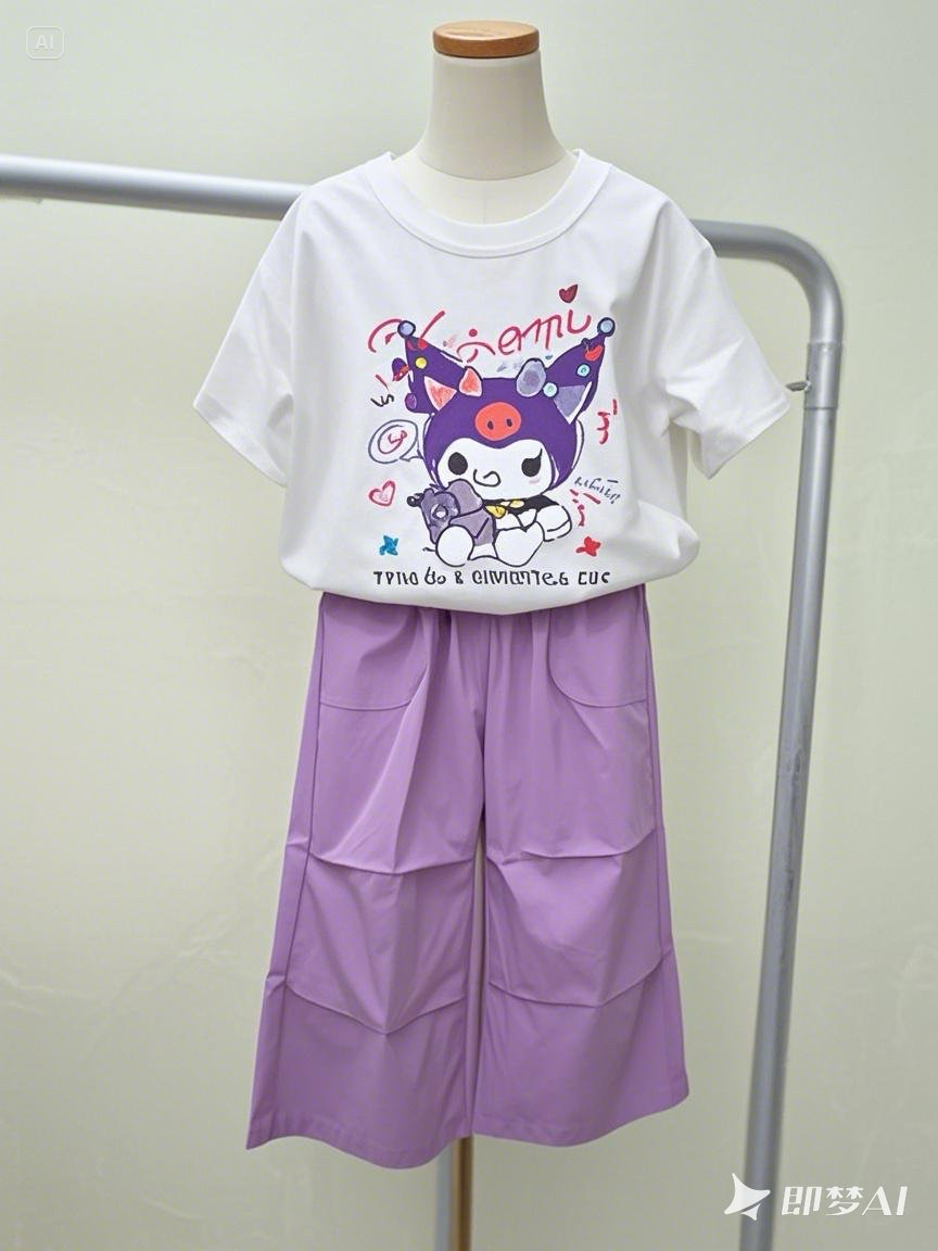 2025年新款女童卡通休闲时尚运动套装库乐米夏季宽松休闲两件套
