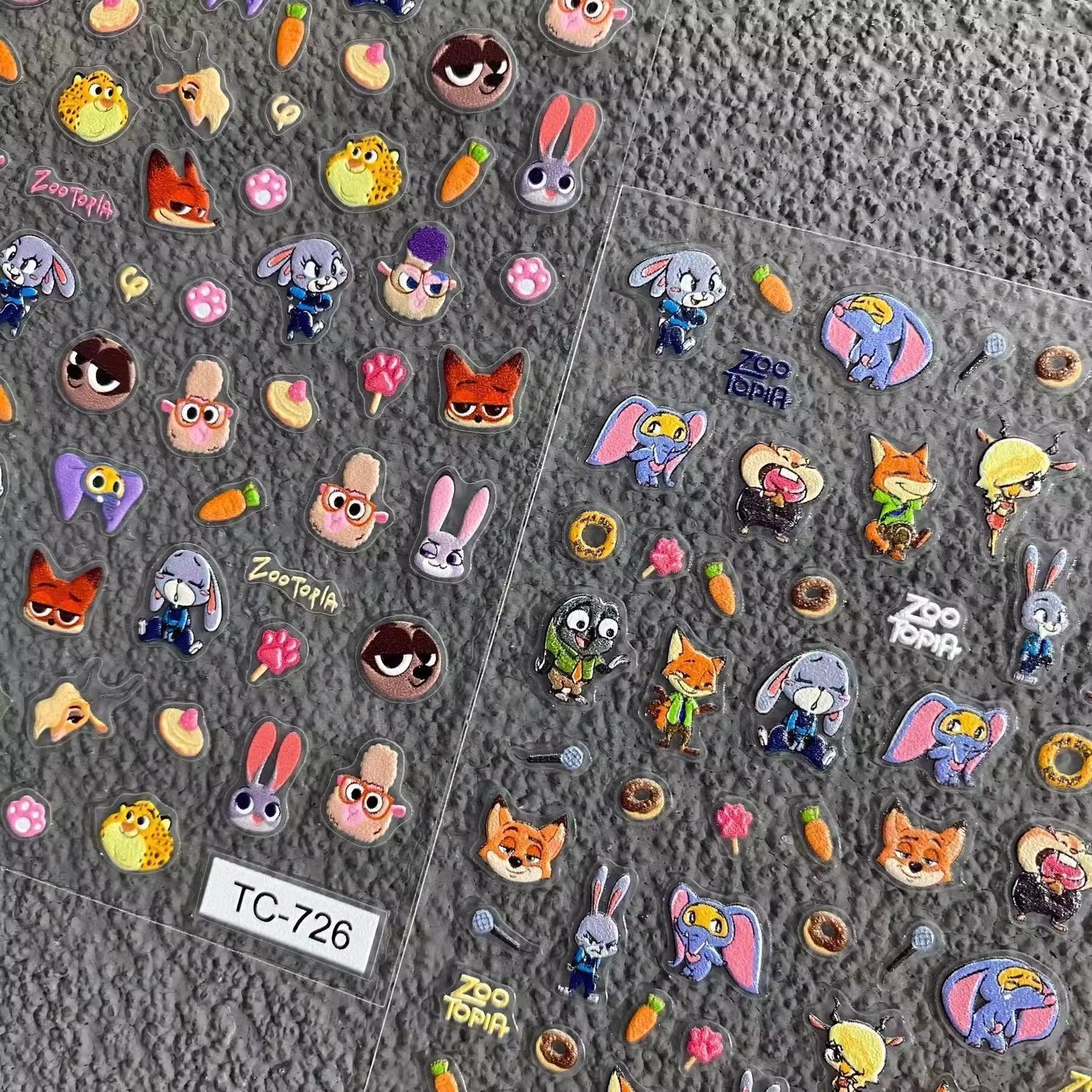 疯狂动物城贴纸美甲贴创意卡通可爱尼克朱迪5D立体浮雕指甲装饰贴