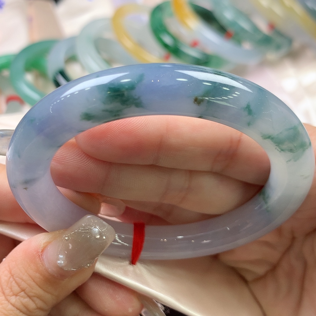 翡翠未镶嵌手镯54圆条