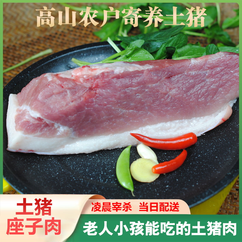 农民寄养土猪后座肉