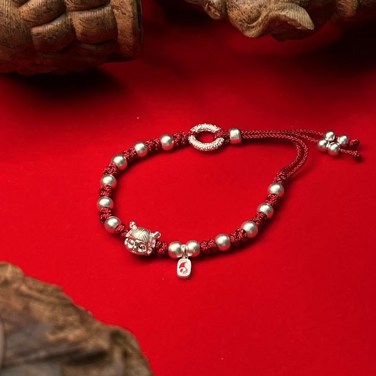 足银手链 999足银 小哪吒设计款手绳  fm/1342