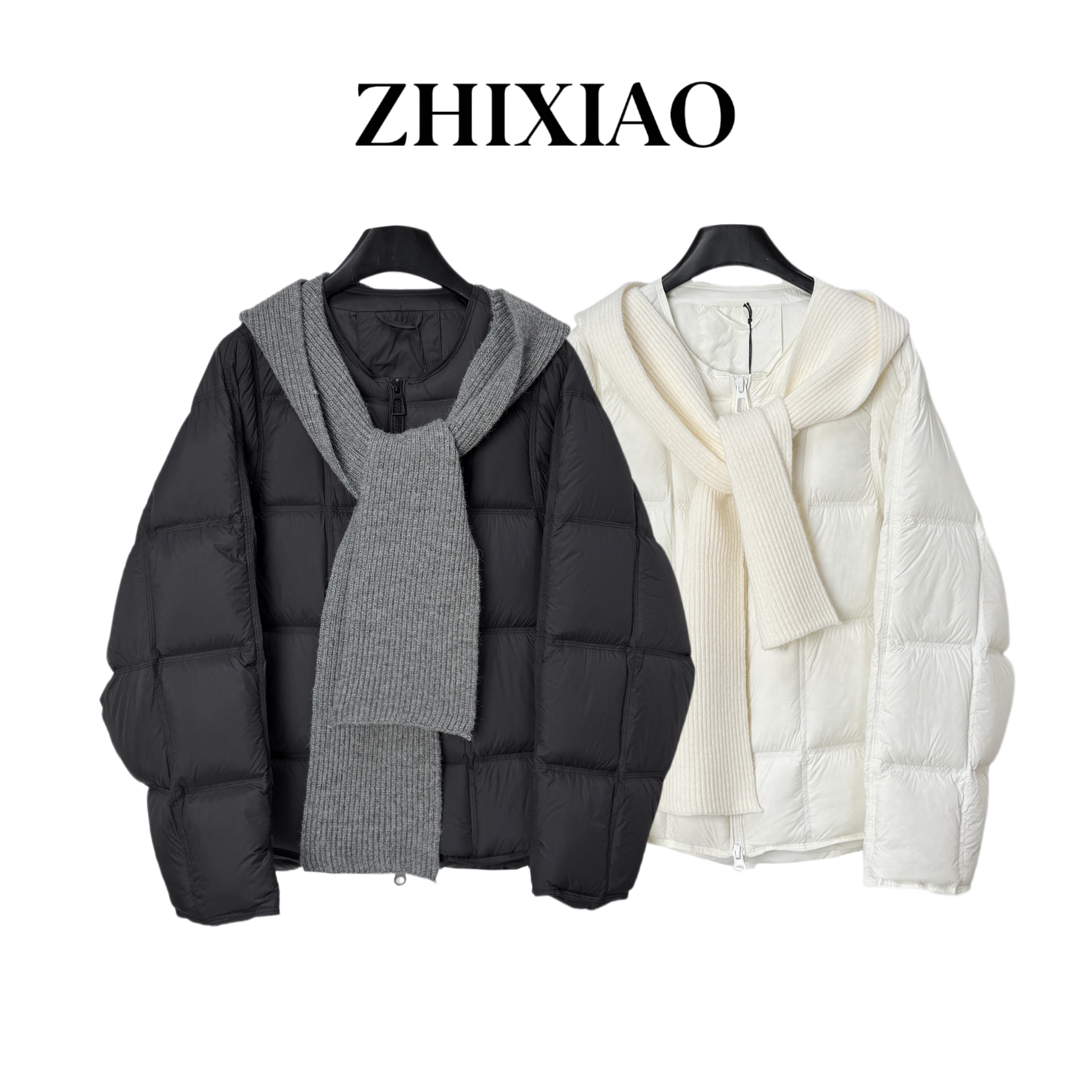 【ZHIXIAO】秋冬新款：针织帽羽绒外套859-1