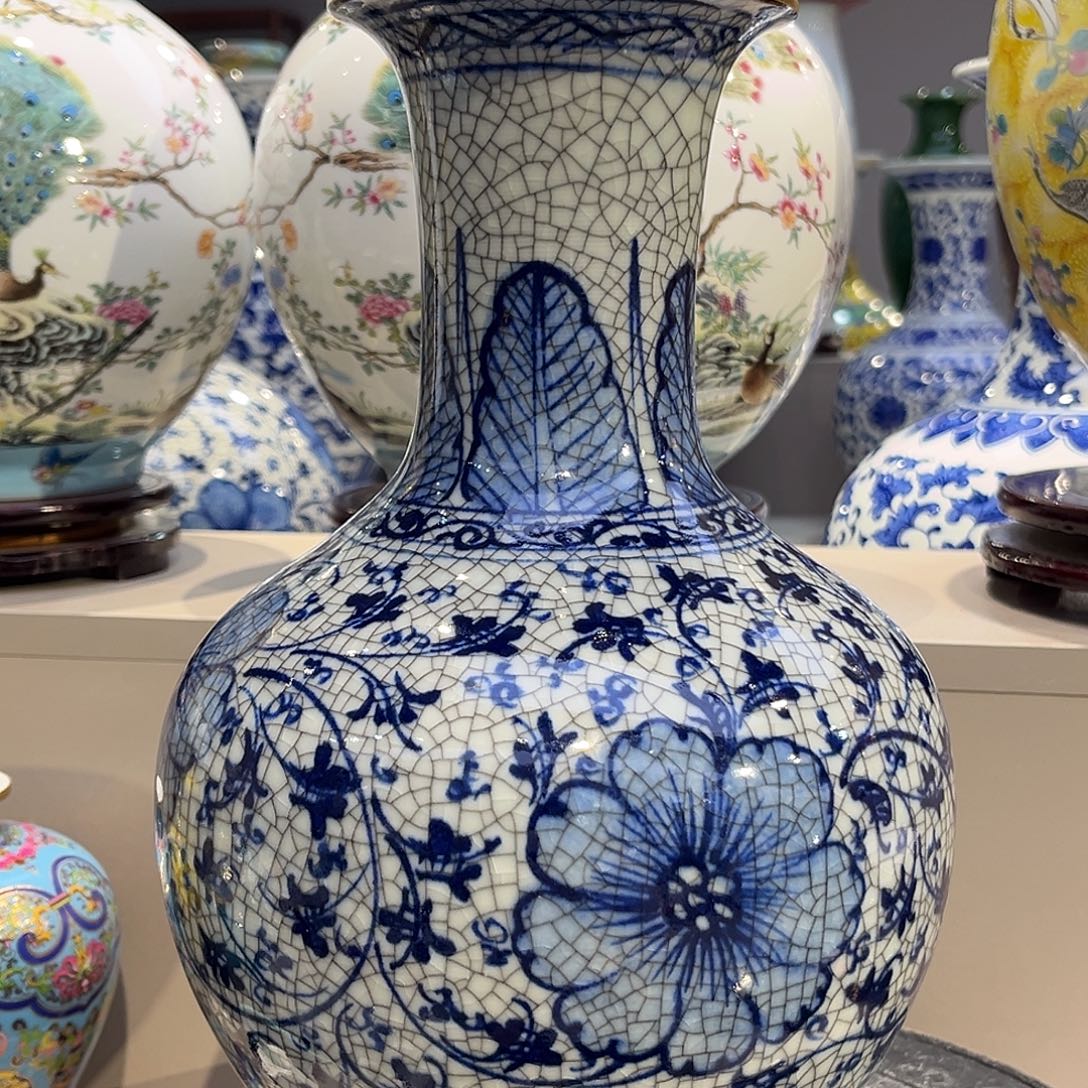 斌***哥陶景德镇陶瓷30公分开片花瓶2个