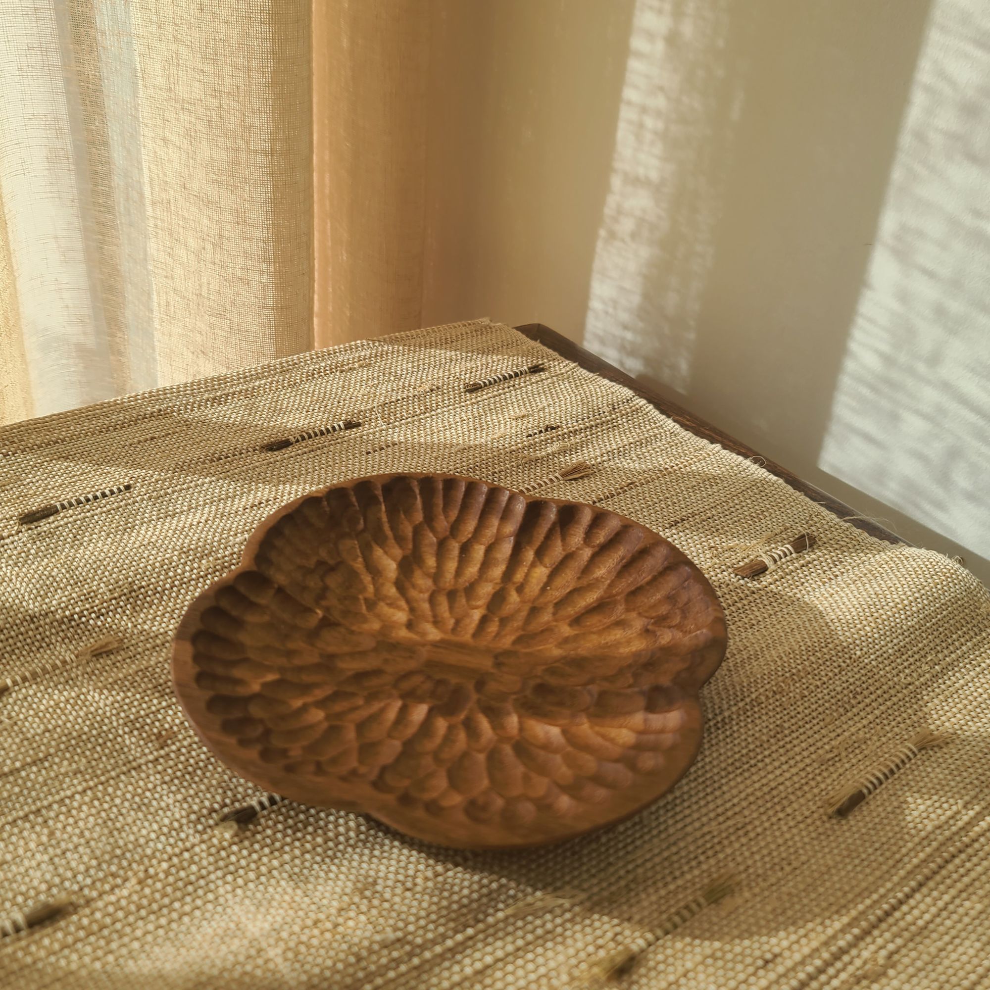 伊隆山  如意 柚木原木果盘 手工雕刻整板 中式美学 