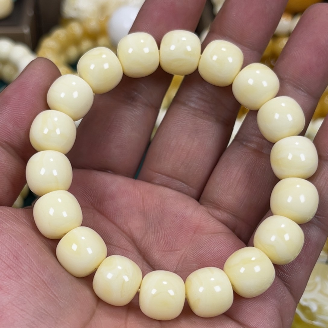 琥珀手链未镶嵌同料焦皮白蜡老邢手串12mm