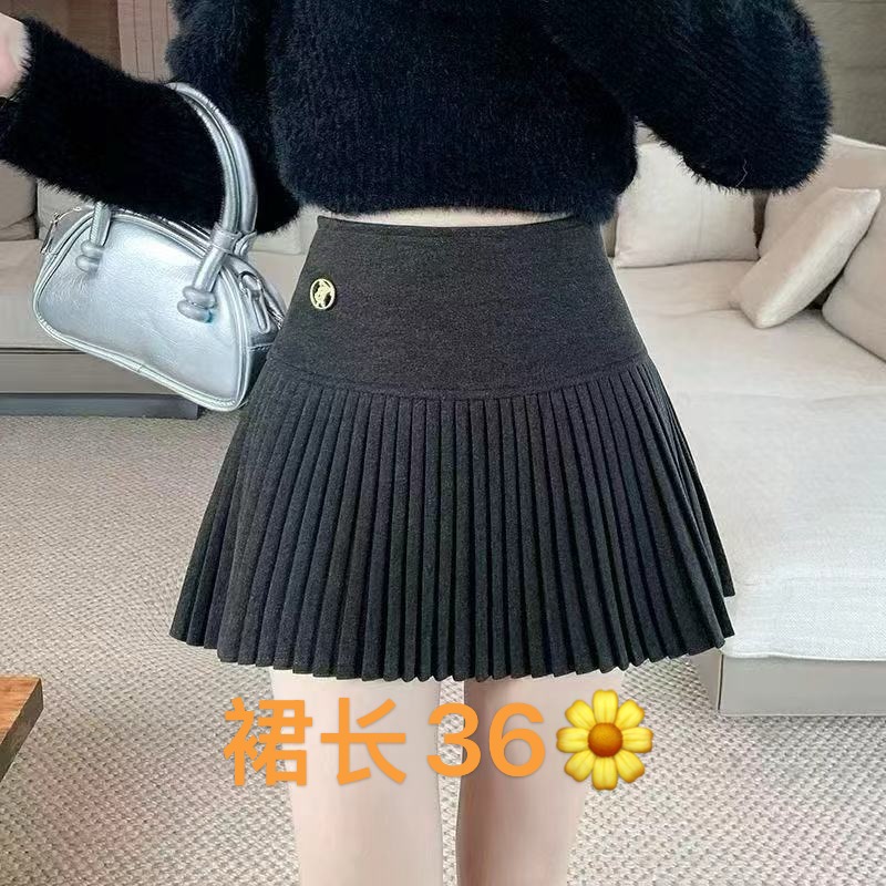 【艳子】6802小个子~毛呢西装百褶半身短裙